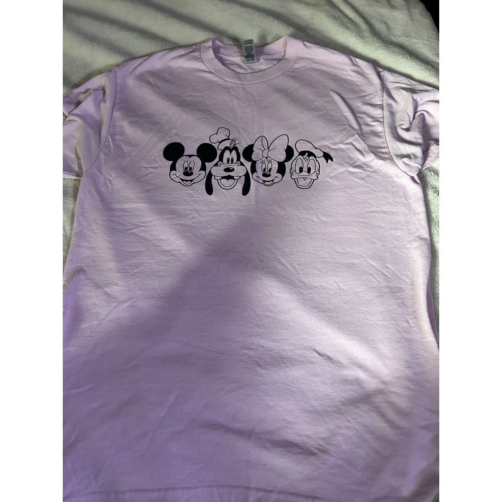 Disney Mickey Minnie Goofy Donald Duck Faces Graphic T Shirt Pink  Medium‎
